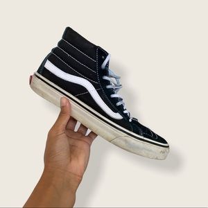 Vans Sk8te Hi black and white skate shoes
